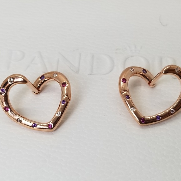 Pandora Bright Heart Hoop Earrings Rose 